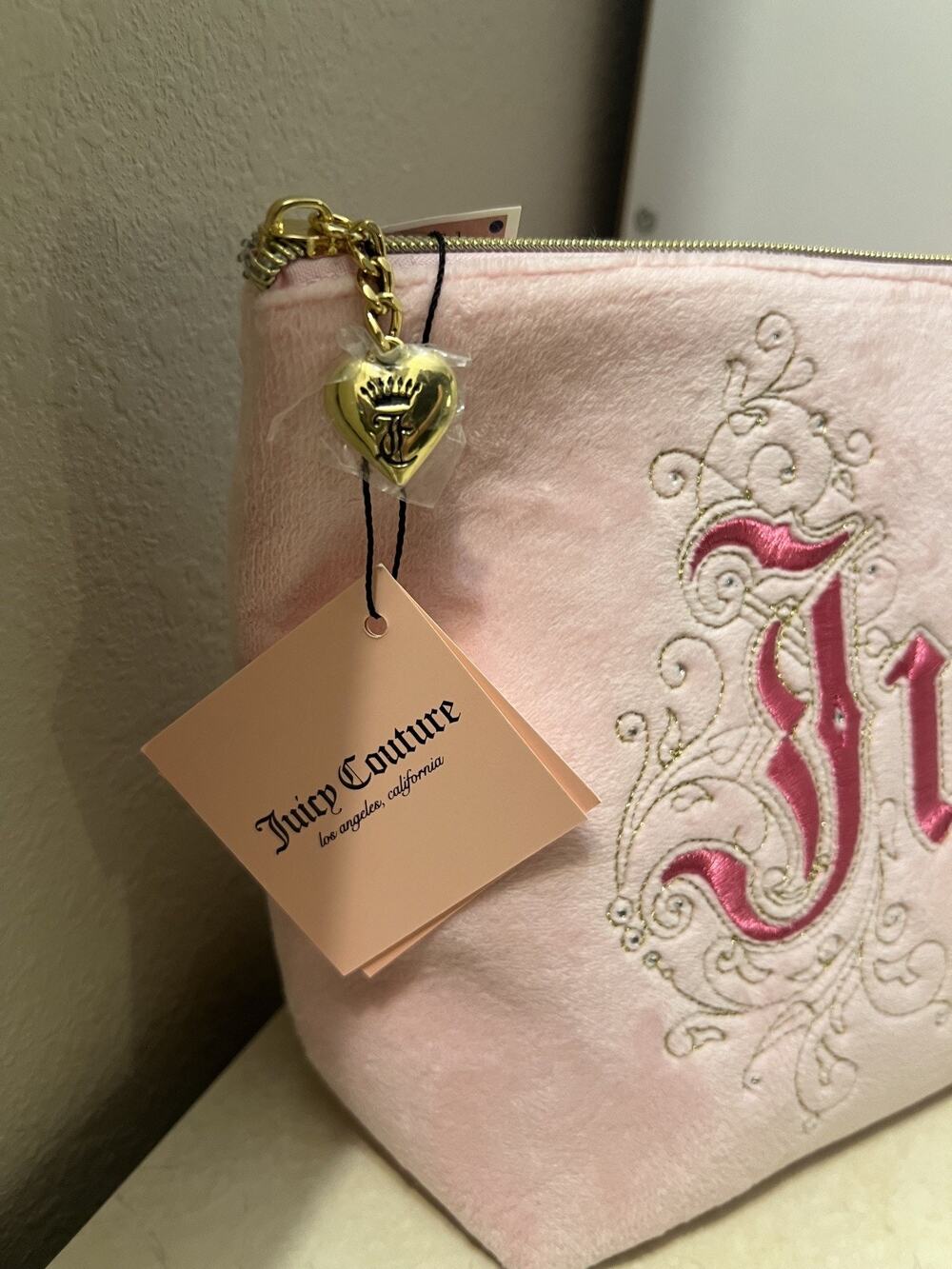 Juicy Couture Cosmetic Makeup Bag * Hot Pink * Baby Pink * Gold * NWT